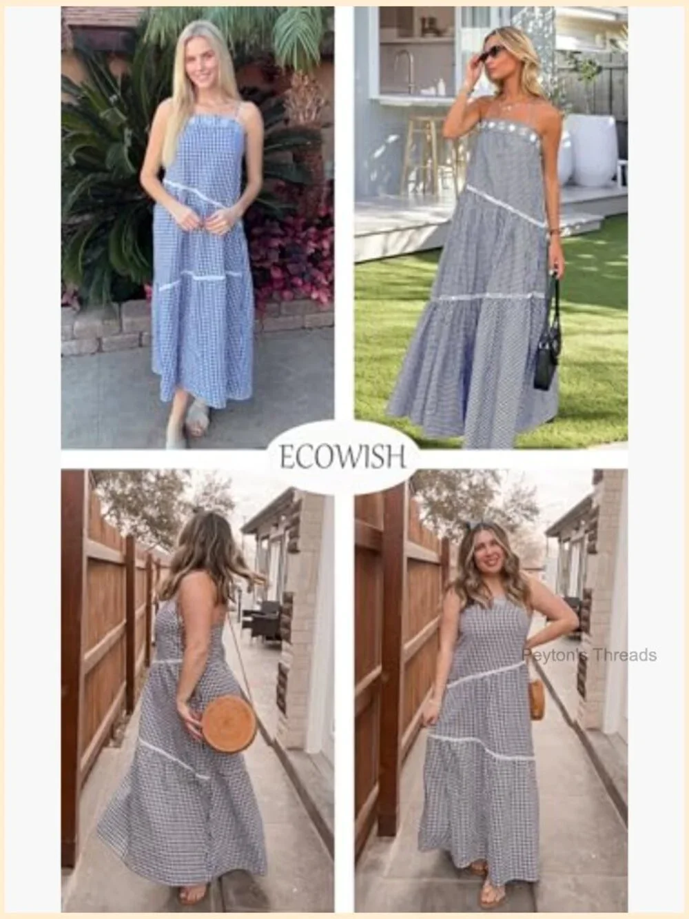 Sleeveless Maxi Dress: Spaghetti Strap Boho Tiered Asymmetric Long Dress with - Picture 5 of 7